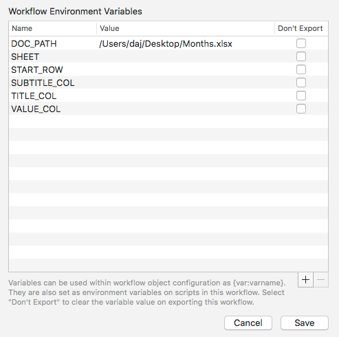 Workflow configuration sheet